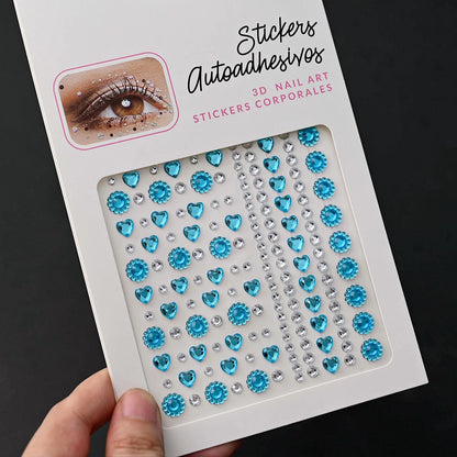 132/162/216/900pcs Coorful Diamonds Tattoos Stickers 3/4/5/6mm Face Rhinestones Tattoo for Party Body/Eye Makeup Gem Accessories