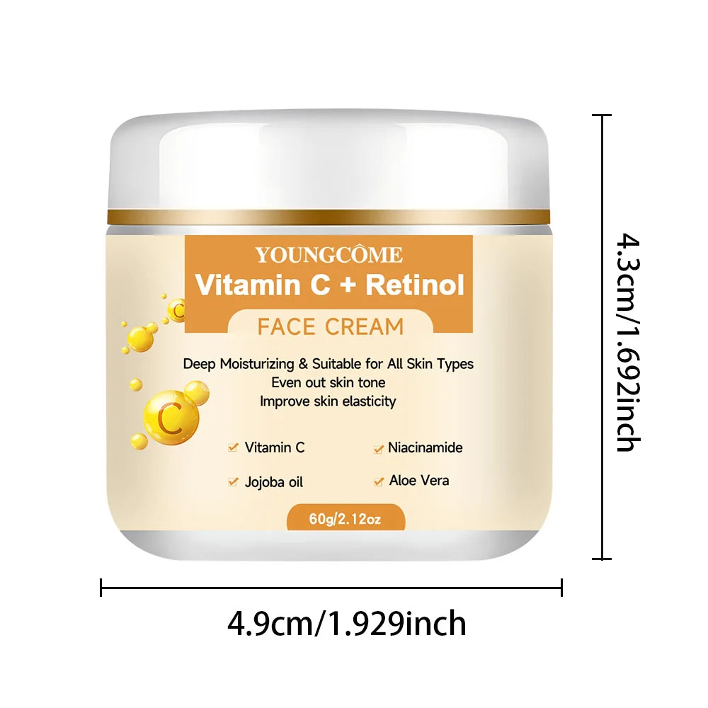 YOUNGCOME Retinol+vitaminC Deep Moisturizing and Firming Face Cream Dark Spots Removal Firming Anti Aging Repair Skin Care