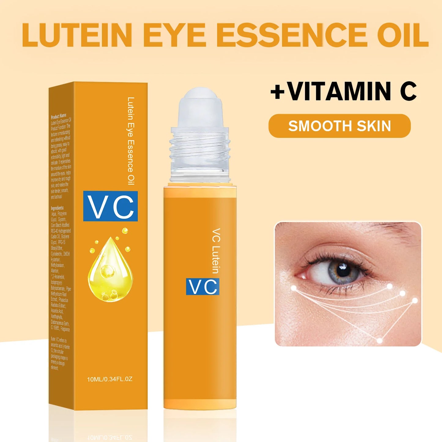 Vitamin C Eye Treatment Oil 10ml - Carotene formula moisturizes, firms & improves texture. Reduces under-eye dryness effectively