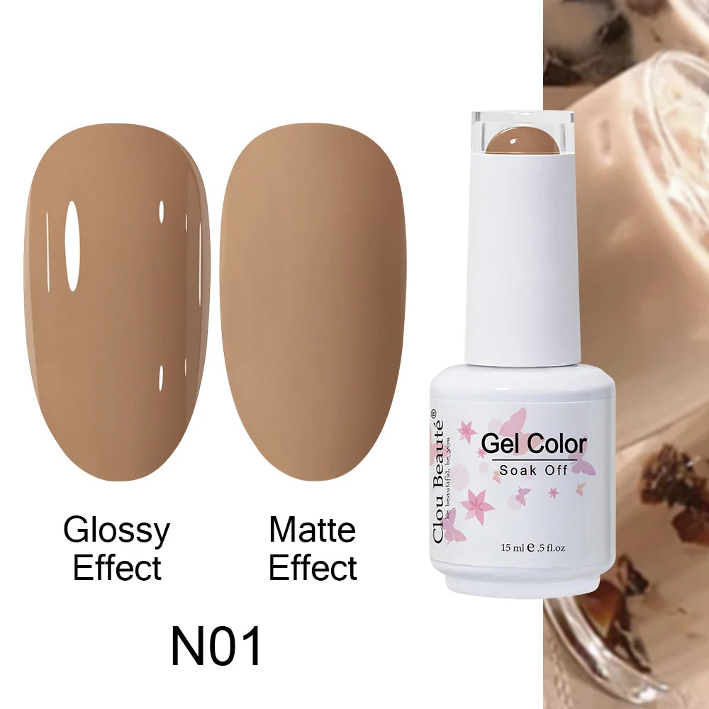 Clou Beaute 15ml Nail Gel Polish Warm Color Dark Red Brown Semi Permanent Nail Art Manicure Soak Off LED UV Varnishes Lacquer