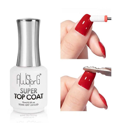 AWStorG 15ML Fiber Rubber Base Gel For Broken Nail Repaired Fiberglass Clear Quick Building Soak Off  UV Construction Gel
