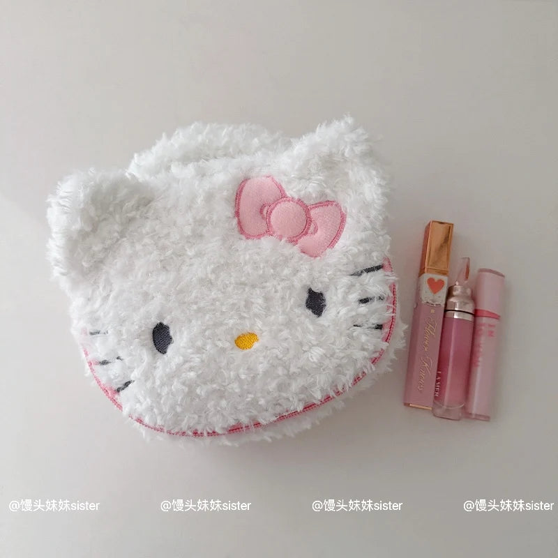 Large Capacity Cosmetics Storage Bag Kuromi My Melody Hello Kitty Cartoon Plush Bag Makeup Bag Travel Storage Bag Gifts Girl