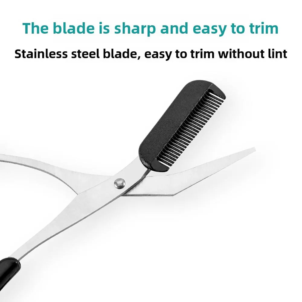 Stainless Steel Eyebrow Trimming Pink/White/Black Scissors with built-in Comb Precise Grooming Tool Creating Perfect Eyebrows
