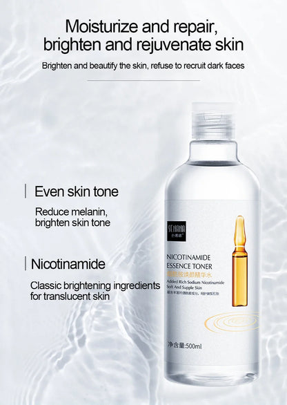 a 500ml  Large Capacity Essence Water Niacinamide Improve Dull Hyaluronic Acid Moisturize Dry Skin Facial Beauty Care Toner