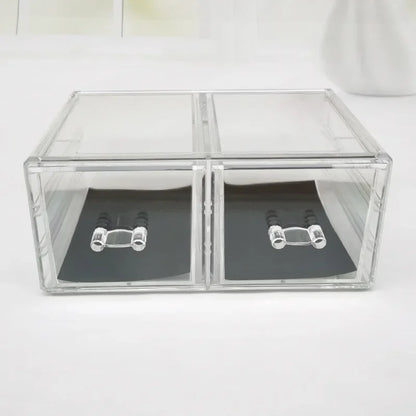 Table Transparent Plastic Makeup Organizer Multi-type Drawers Skincare Product Storage Box 3 Layers Case