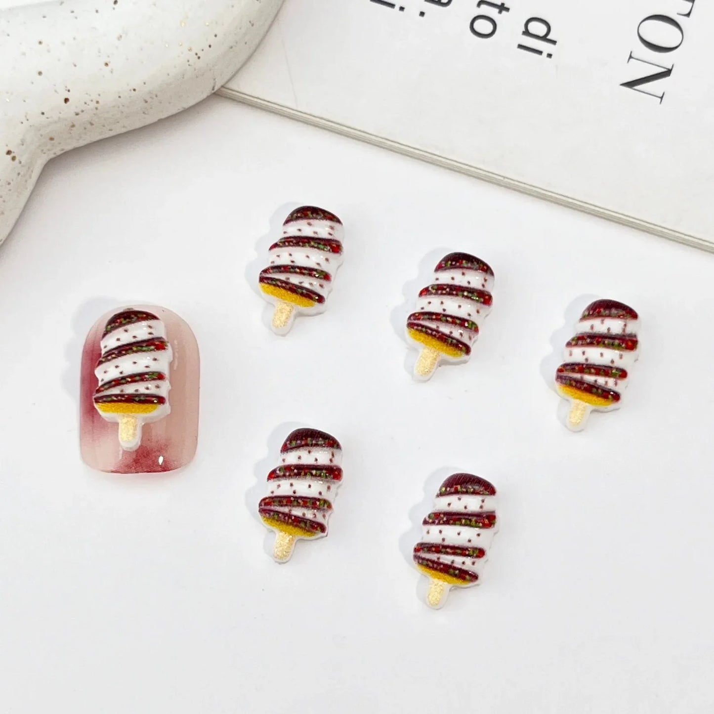 50pcs Resin Mini Christmas chocolate Decor Cartoon Magic Wand Cake Popsicle Figurine Flatback Stone Nail Art Scrapbook DIY Craft