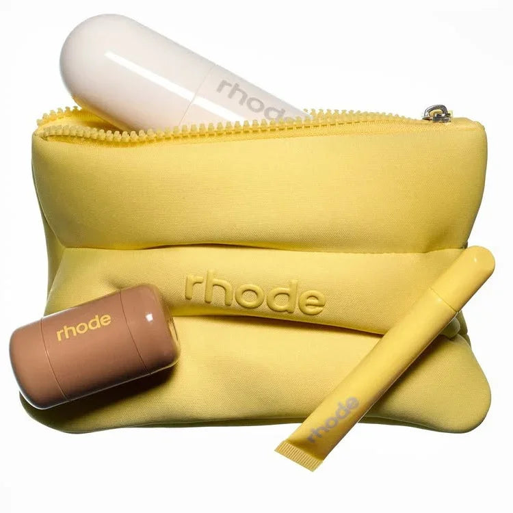 Rhod Lemontini Yellow Makeup Bag for Women Portable Travel Small Cosmetic Bags Zipper Toiletry Bag Pouch Lipsitck Storage Bags