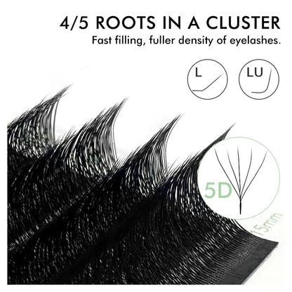 NATUHANA W-Shaped 4D 5D Premade Volume Fan Lashes 0.07mm Thin C-D Curl Natural Soft Individual False Eyelashes for Makeup