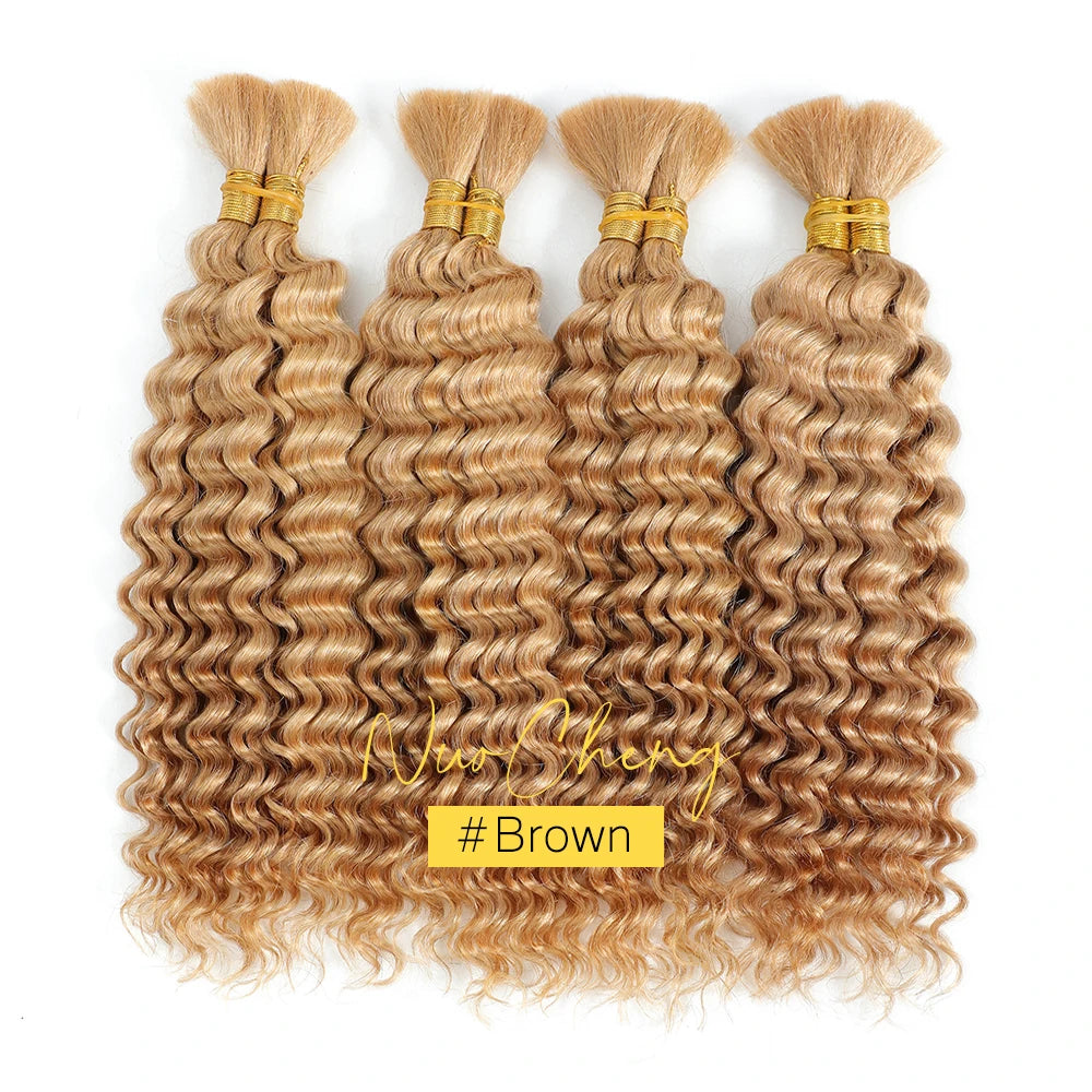 Chocolate Brown Braiding Hair for Boho Braids Human Hair Braiding Hair 2 Bundles/Pack 100g 18 Inch Deep Wave Boho Hair Braiding