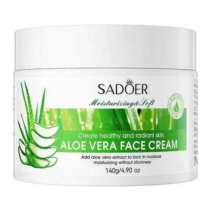 140g Aloe Vera Moisturizing Cream, Rich in Glycerin, Aloe Vera Extract and Other Skin Care Ingredients, Refreshing and Fragrant, Easy to Absorb, Non-Greasy, Makes the Skin Tender, Smooth, Elastic and Radiant, Suitable for Dry