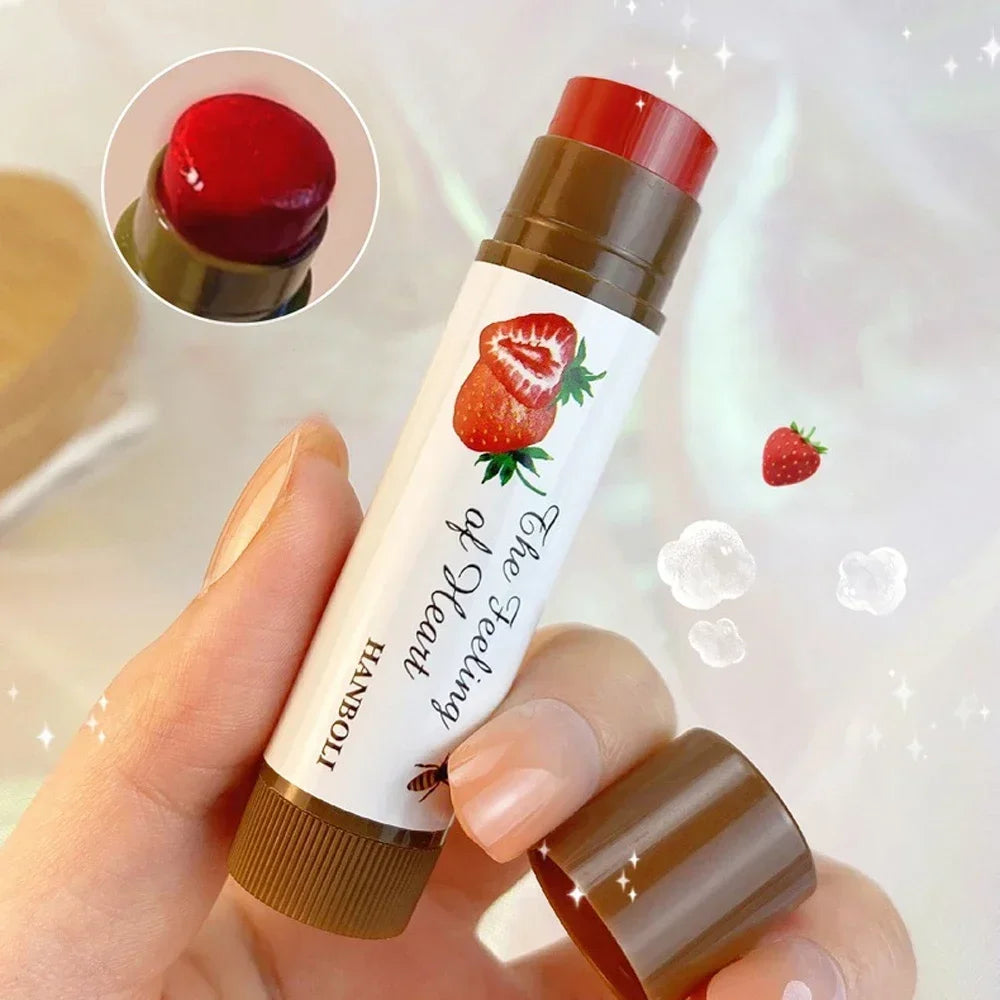 4 Colors Colored Lip Balm Cute Fruit Moisturizing Lip Tint Long Lasting Peach Red Lipstick Waterproof Women Lips Makeup Cosmetic