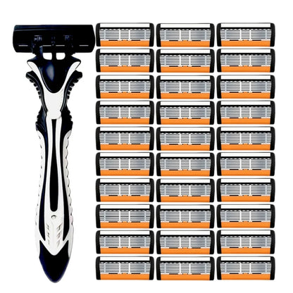 1 Handle + 3/6/12 Blades/ Men Women Manual Safety Razor 6-Layer Stainless Steel Hair Removal Shaving Replaceable Shaver Head