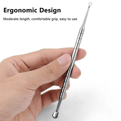 Stainless Steel Double-Ended Nail Care Tool Cuticle Pusher Remover Manicure Cleaner Circle & Horseshoe Header