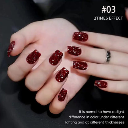 12ML 1-21PCS Autumn Nails Red through half the Sky Cat Eye Nail Glue Halloween New Whitening Glass Bead Cat Eye Nail Polish