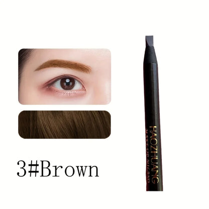 High Quality HAOZHUANG pull Eyebrow Pencil Black Makeup Wild Line Eyebrow Pencil Hard Core Flat Head pen White Waterproof