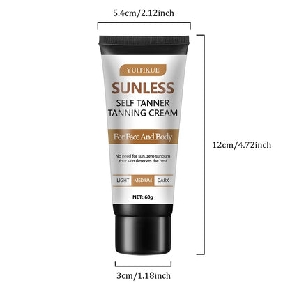YUITIKUE Sunless Self Tanner Tanning Cream  Face & Body Use  Zero Sunburn  All Skin Types  Full Body Coverage 60g