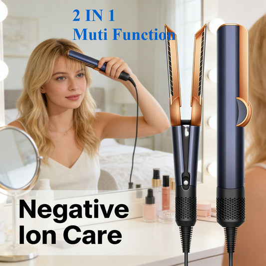 1300W 2IN1 Professional Hair Straightener & Hair Dryer Heat-Up Hair Flat Iron, Negative Ion Iron Long-Lasting Styling Tool Sets