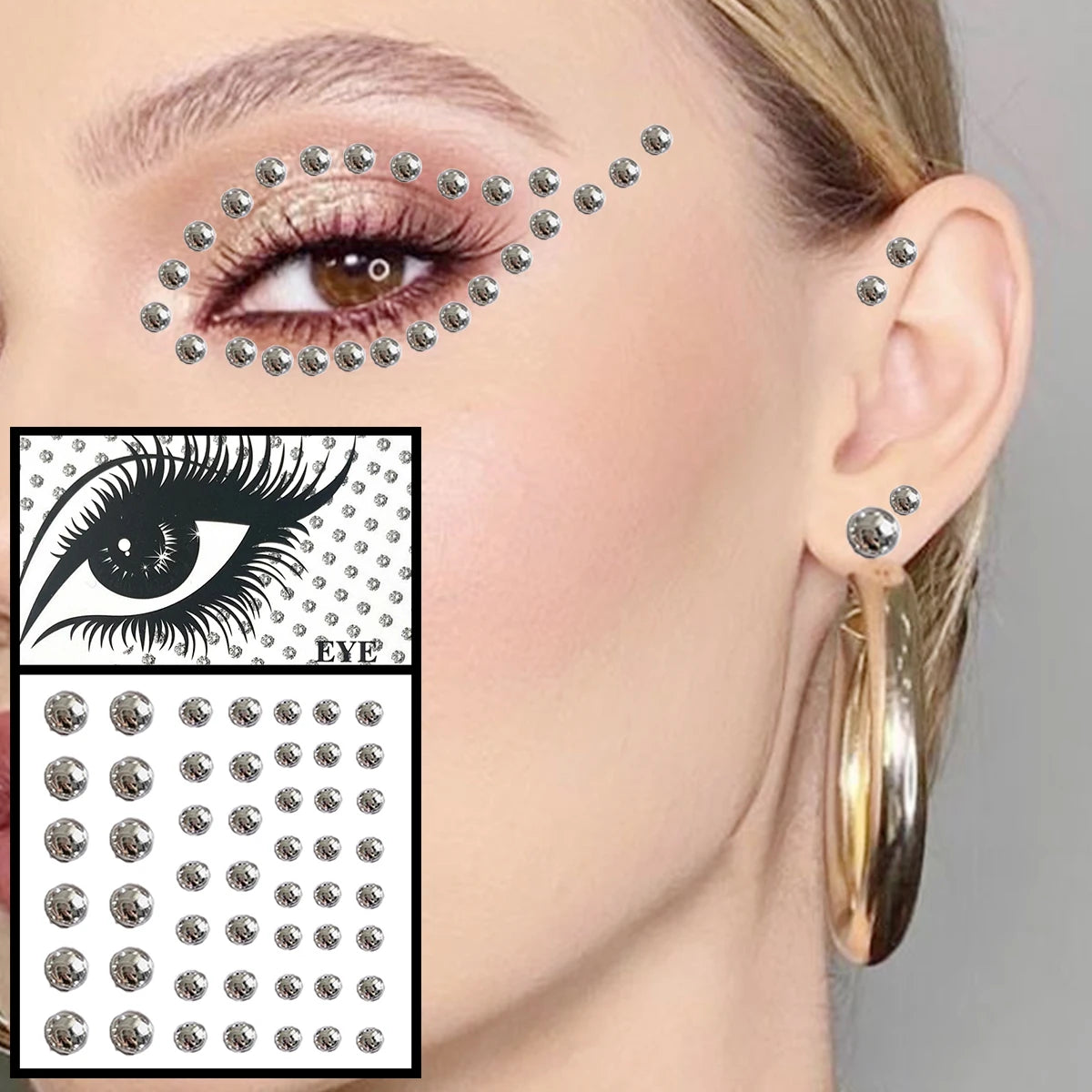 Red Heart Face Jewelry Temporary Tattoos Eye Forehead Diamonds Jewels Makeup Sticker Sparkle Water Drop Gems Nail Art Festival