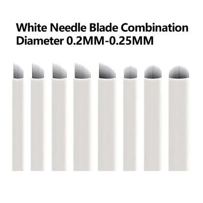 50pcs White 0.20MM/0.25mm Microblading Needles for Tattoo Lamina Tebori 7 9 11 12 14 Flex Blades U Shape Permanent Makeup Blades