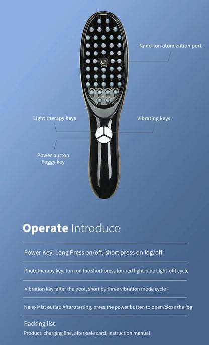 Electric Spray Massage Comb Hair Growth Vibration Head Massager Brush LED Anti Hair Loss Scalp Liquid Medicine Atomizing Comb