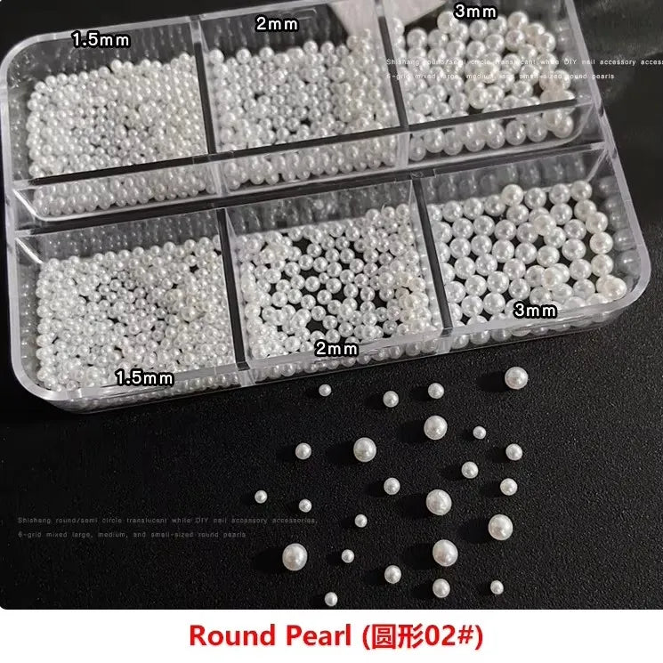 Gun Black Square Rivet Metal Round Ball Cone Alloy Fork Spoon Punk Stars Bowknot Pearl Nail Art Accessories Decorations Manicure
