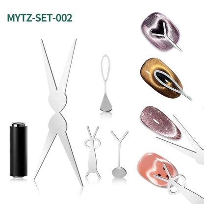 Nailpop Cat Eye Magnet Kit Silver DIY French Wide Rabbit Heart Nail Art Salon Professional Gel Polish Cat Eye Nail Tools 1 set