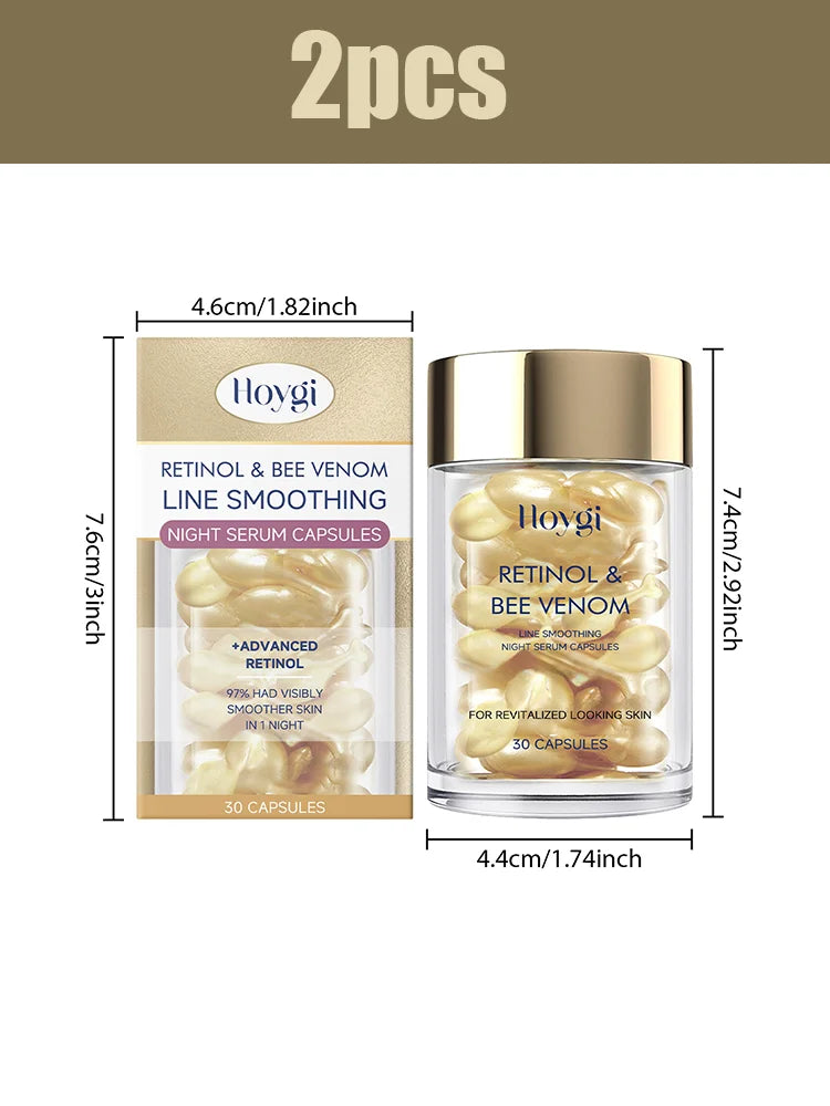 Hoygi Retinol Bee Venom Facial Capsules Gently Moisturize Facial Skin, Tighten and Improve Skin Quality, Moisturizing Capsules
