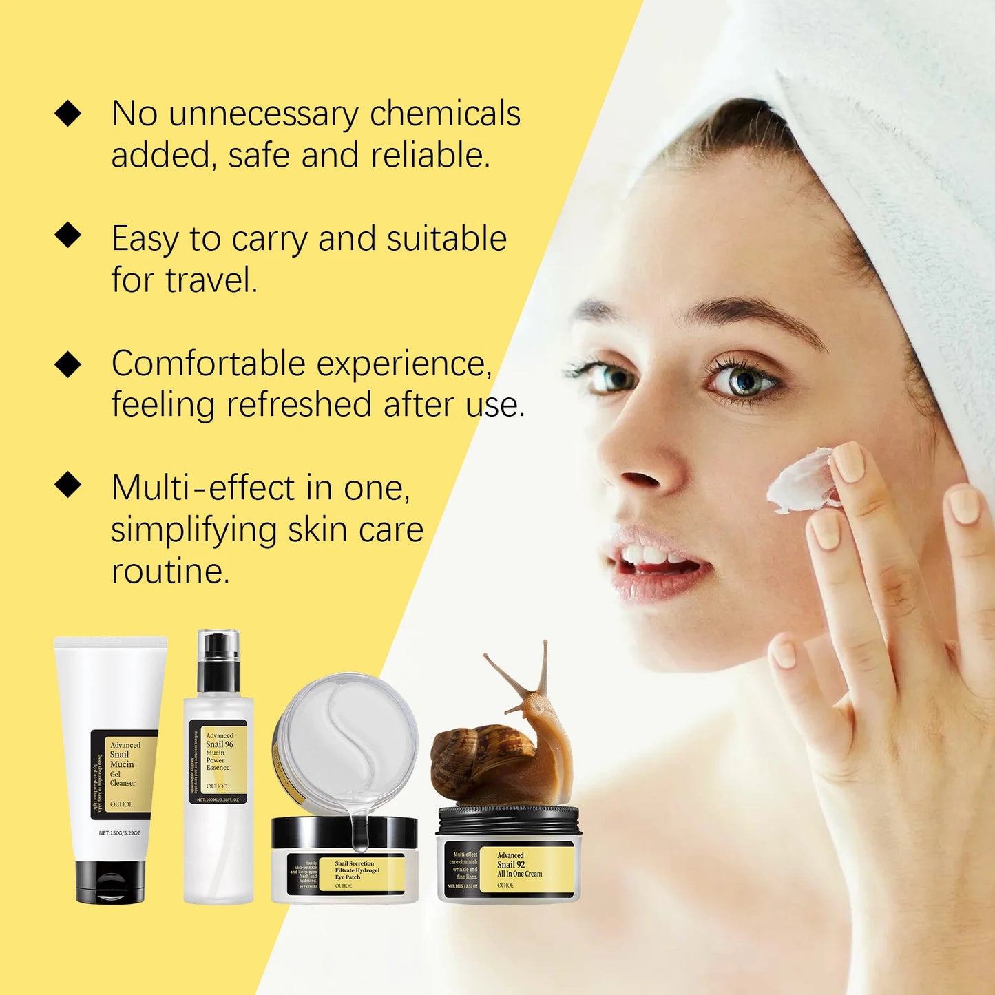 Snail Mucin 96 Skin Care Set Fade Fine Lines Wrinkles Repair Tighten Moisturizing Facial Smooth Brightening Facial Essence Set