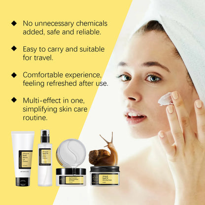 Snail Mucin 96 Skin Care Set Fade Fine Lines Wrinkles Repair Tighten Moisturizing Facial Smooth Brightening Facial Essence Set
