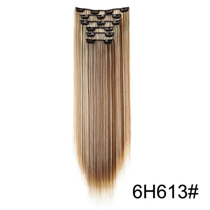 Synthetic 6pcs/set Long Straight Hair Extensions Ultra-Invisible Full Head Clip in Hair Extensions 24Inch for Women Daily Wear