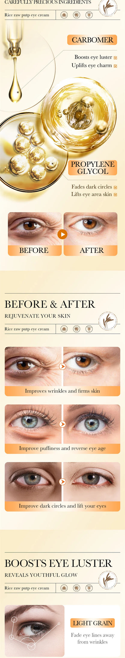 Instant Eye Bag Removal Cream Collagen Anti-Wrinkle Fade Fine Lines Firming Skin Anti Dark Circle Puffiness Brighten Eye Care