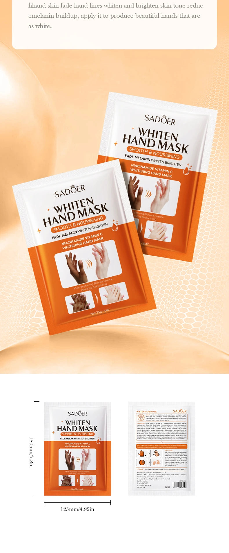 1/3/5 Pcs Niacinamide Hand Mask Hands peel barb Repair Moisturizing Nourishing Brightening Hand Gloves Hands Skin Care