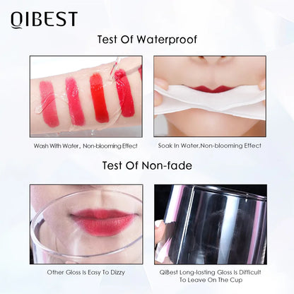 QIBEST Sexy Matte Velvet Liquid Lipstick Velvet Lip Gloss Tint Tube Matte Nude Pigment Red Black Makeup Cosmetics Lipsticks