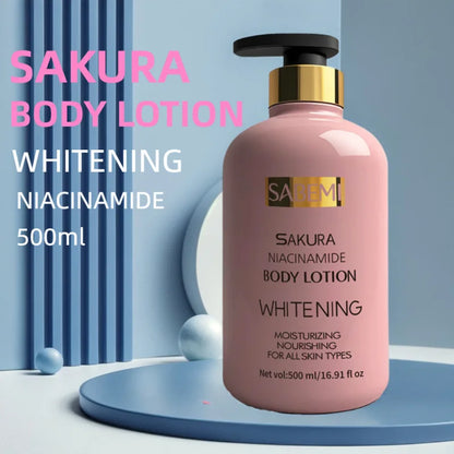 500ml Sakura Niacinamide Body Lotion Smooth Hydrating Improving Dry Moisturizer Whitening Skin Moisturizing Lotion Lightening