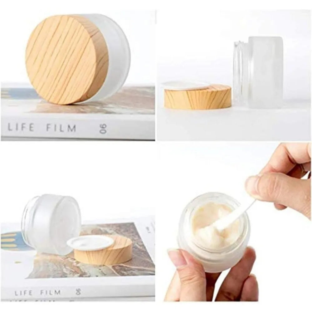 10PCS 5/10/15/20/30/50/60/100g Empty Jars Round Frosted Clear Glass Cosmetics Container Refillable Face Cream Box Pot for Makeup