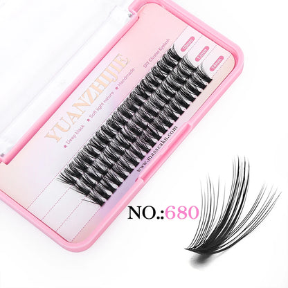 YUANZHIJIE 0.07 C/D DIY single lash Extension Clusters False Eyelash Precut Segmented Bundles Soft Natural Manga Make-up