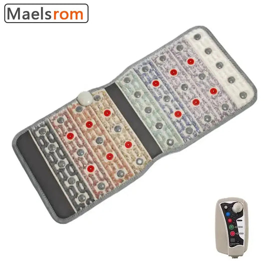 PEMF Heated Massage Pad Rainbow Crystal Wheel Pulse Infrared Photon Natural Mineral Gemstone Relieves Back Pain