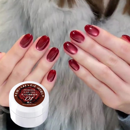 5ML Christmas Red Cat's Eye Gel Nail Polish Senior Glass Bead  Cat Magnetic Eye Gel Nail Polish LED Soak Off Varnish Manicure
