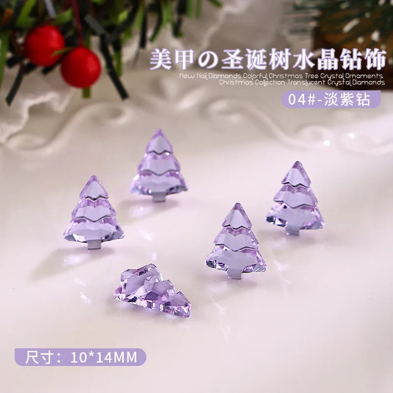 10PCS 3D Transparent Christmas Tree Nail Art Rhinestone Charms Gems Accessories For Winter Nail Decoration Design Supplies Parts