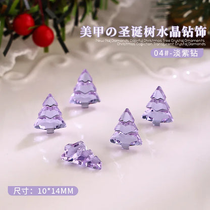 10PCS 3D Transparent Christmas Tree Nail Art Rhinestone Charms Gems Accessories For Winter Nail Decoration Design Supplies Parts