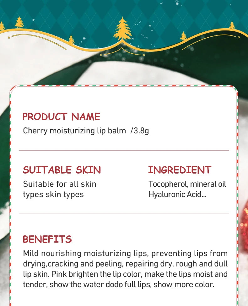 SADOER Christmas Moisturizing Lipstick Anti Cracking Hydrating Repair Nourishing Plump Lips Balm Plumper Skin Care