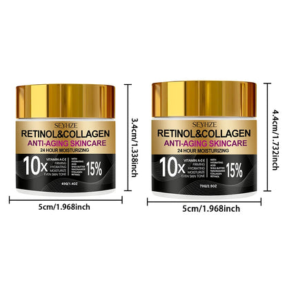 SEYHZE Retinol Collagen Moisturizing Day And Night Cream 15% Vitamin a B C E Shea Butter Hyaluronic Acid Niacinamide Plant Extra