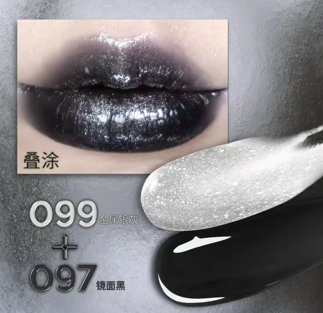 5pcs/2pcs HYNTOOR Makeup Set Gothic Eyeshadow Lip Gloss Mirror Lipstick Pure Black Silver Fine Flash Makeup Halloween Christmas