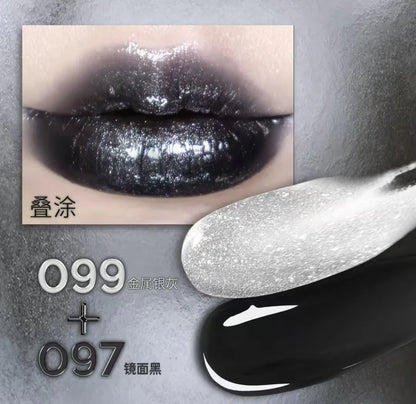 5pcs/2pcs HYNTOOR Makeup Set Gothic Eyeshadow Lip Gloss Mirror Lipstick Pure Black Silver Fine Flash Makeup Halloween Christmas