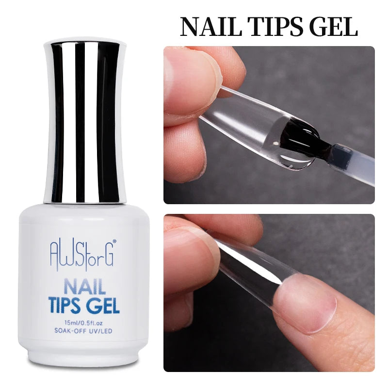 AWStorG 15ML Fiber Rubber Base Gel For Broken Nail Repaired Fiberglass Clear Quick Building Soak Off  UV Construction Gel