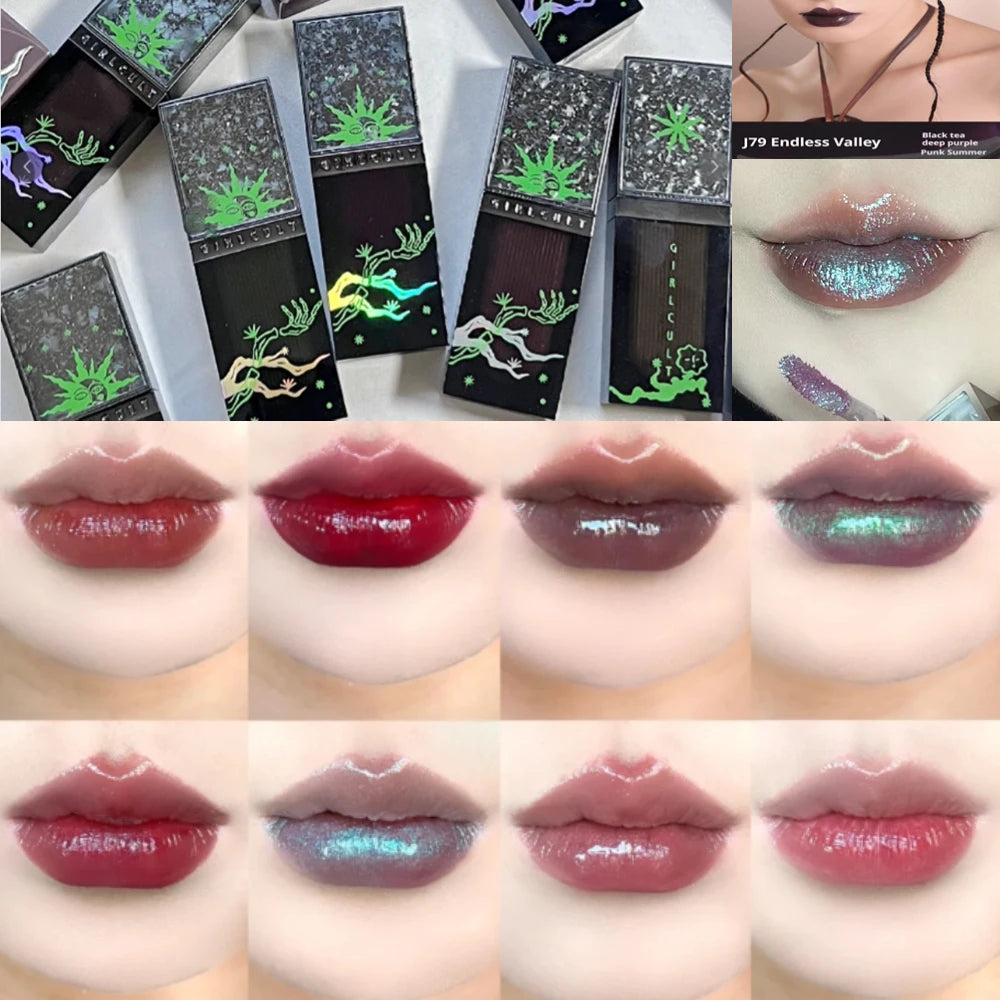 Girlcult Shimmer Lipgloss Green Chameleon Glitter Pearlescent Lipstick Longlasting Hydrating Lipshade 3.5g Girlcut Cosmetic