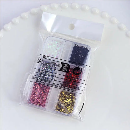 6 Grids Foil Nail Art Holographic Aluminum Nail Foil Stickers Nail Sequins 3D Glitter Decoration DIY Design Accessories