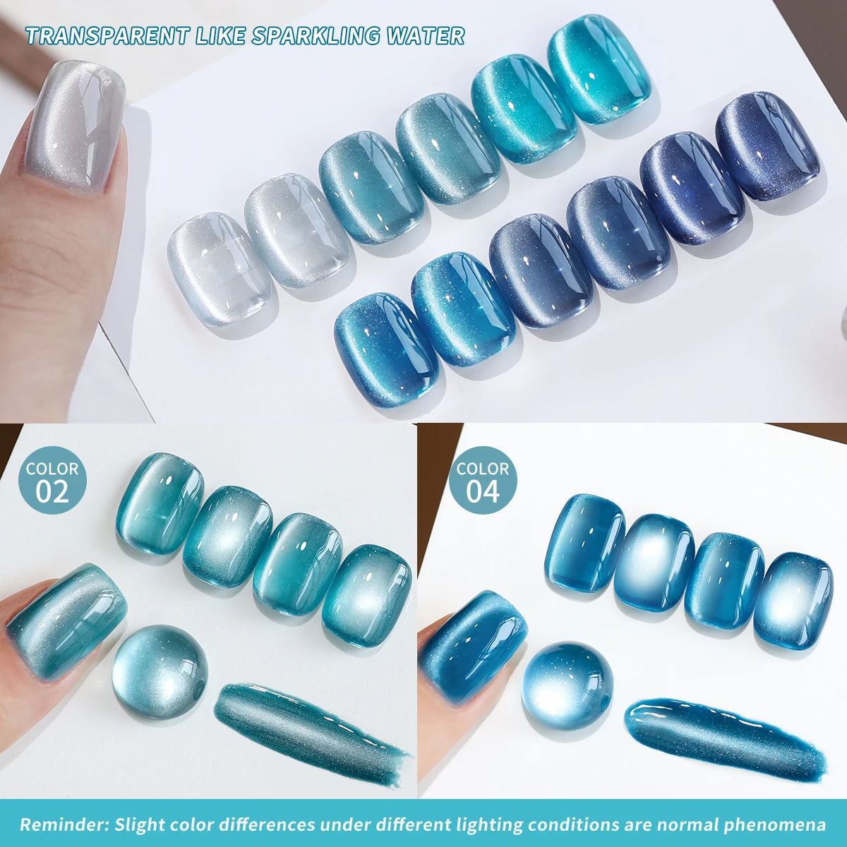 XEIJAYI 6Pcs 15ML Blue Series cat eye Nail Gel polish set Semi Permanent Nail Art Soaking UV LED Nail Salon DIY Nail Salon Gel