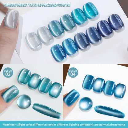 XEIJAYI 6Pcs 15ML Blue Series cat eye Nail Gel polish set Semi Permanent Nail Art Soaking UV LED Nail Salon DIY Nail Salon Gel