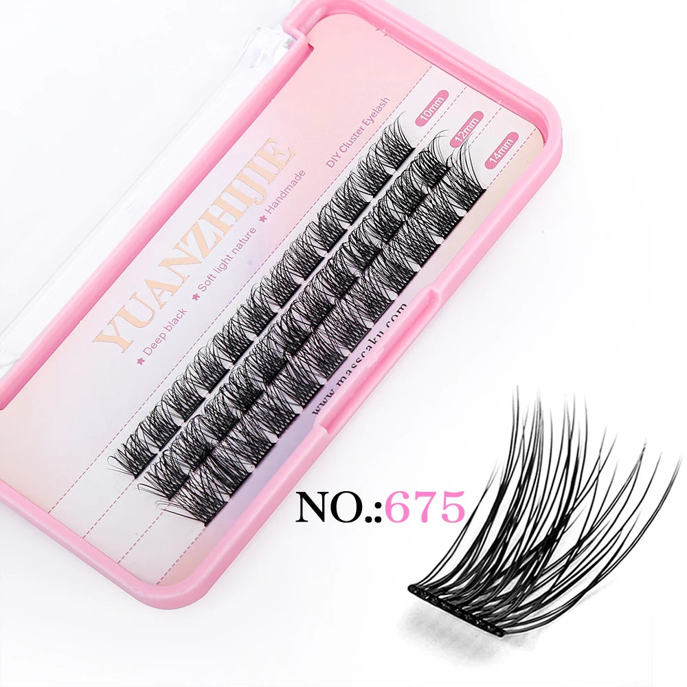 YUANZHIJIE 0.07 C/D DIY single lash Extension Clusters False Eyelash Precut Segmented Bundles Soft Natural Manga Make-up